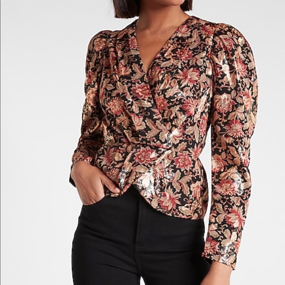 Express Metallic Printed Top